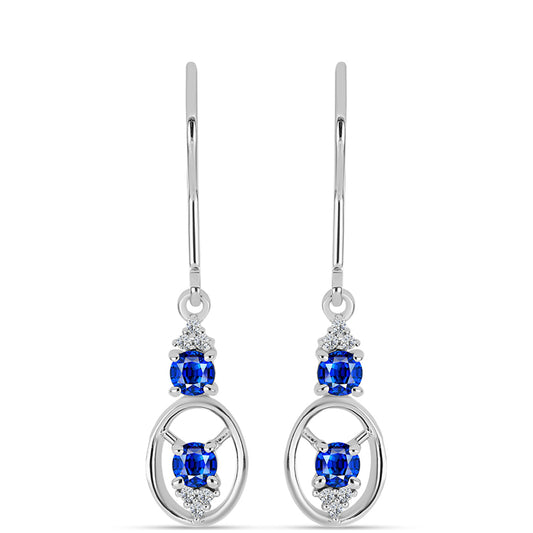 Pendientes de Plata con Zafiro Azul Australiano y Topacio Blanco