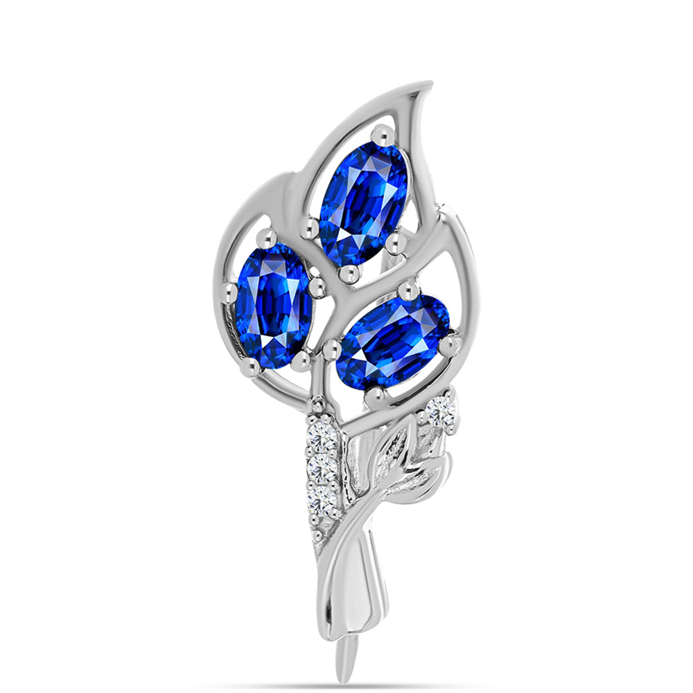 Broche de Plata con Zafiro Azul Australiano y Topacio Blanco 1 