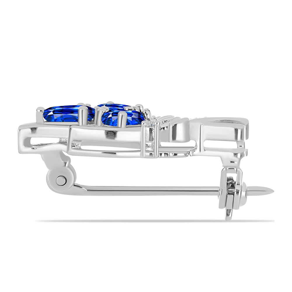 Broche de Plata con Zafiro Azul Australiano y Topacio Blanco