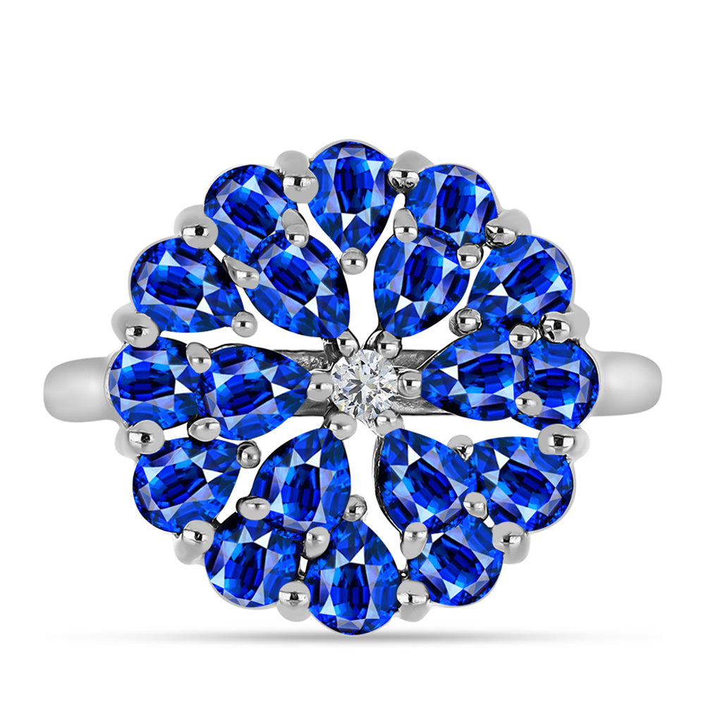 Anillo de Plata con Zafiro Azul Australiano y Topacio Blanco 1 