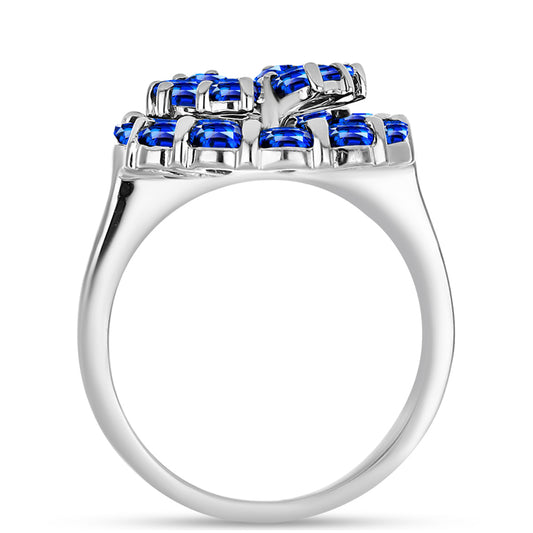 Anillo de Plata con Zafiro Azul Australiano y Topacio Blanco