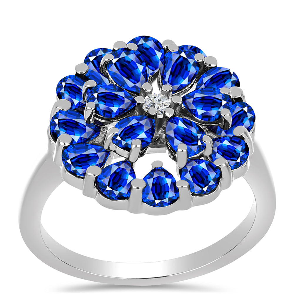 Anillo de Plata con Zafiro Azul Australiano y Topacio Blanco 3 