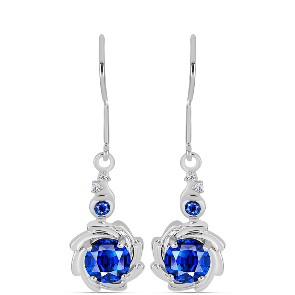 Pendientes de Plata con Zafiro Azul Australiano y Topacio Blanco 1 