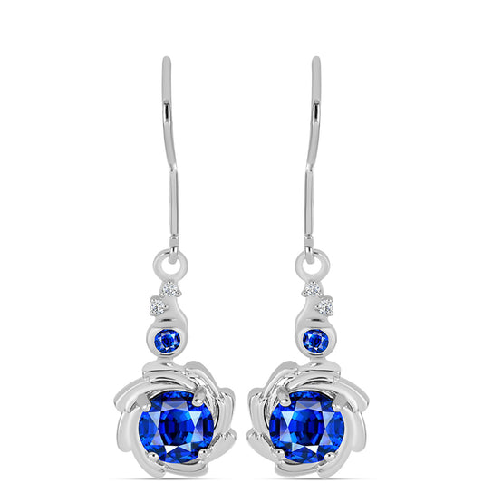 Pendientes de Plata con Zafiro Azul Australiano y Topacio Blanco