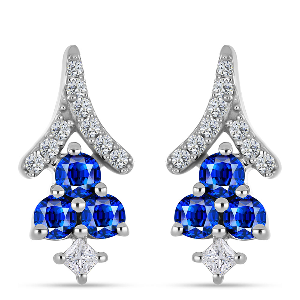 Pendientes de Plata con Zafiro Azul Australiano y Topacio Blanco 1 