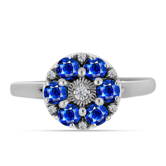 Anillo de Plata con Zafiro Azul Australiano y Topacio Blanco