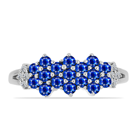 Anillo de Plata con Zafiro Azul Australiano y Topacio Blanco