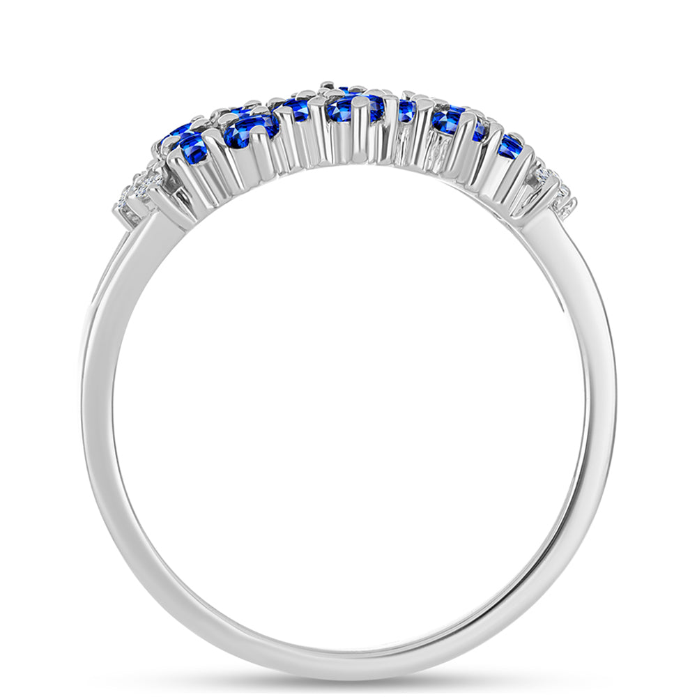 Anillo de Plata con Zafiro Azul Australiano y Topacio Blanco 2 