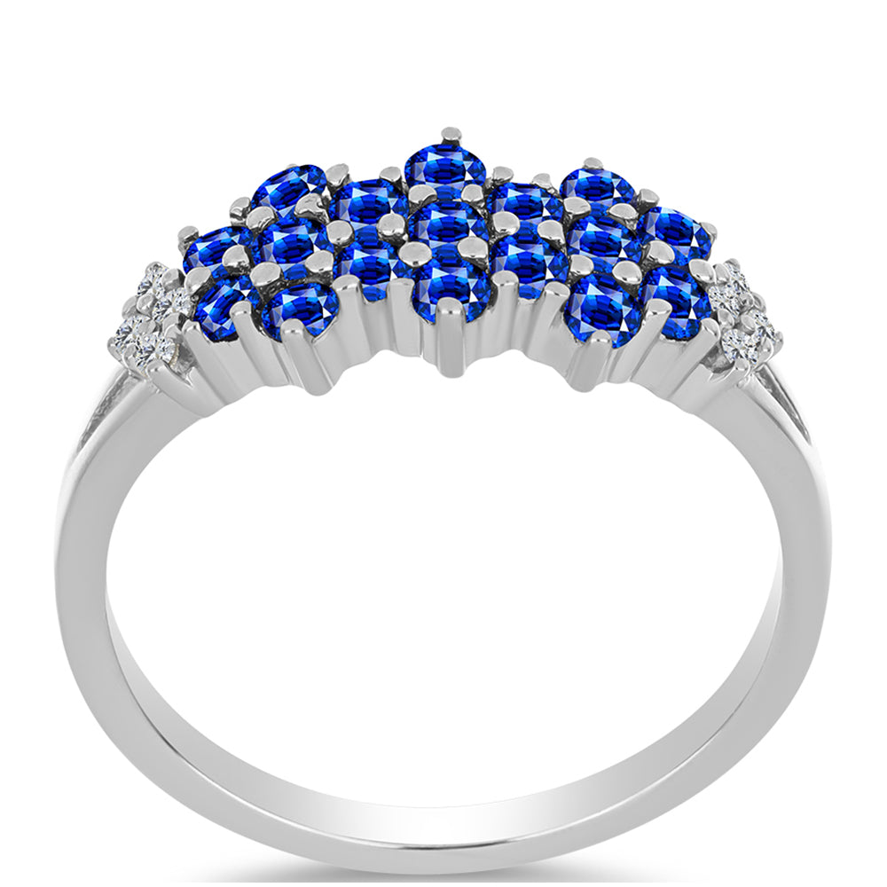 Anillo de Plata con Zafiro Azul Australiano y Topacio Blanco 3 