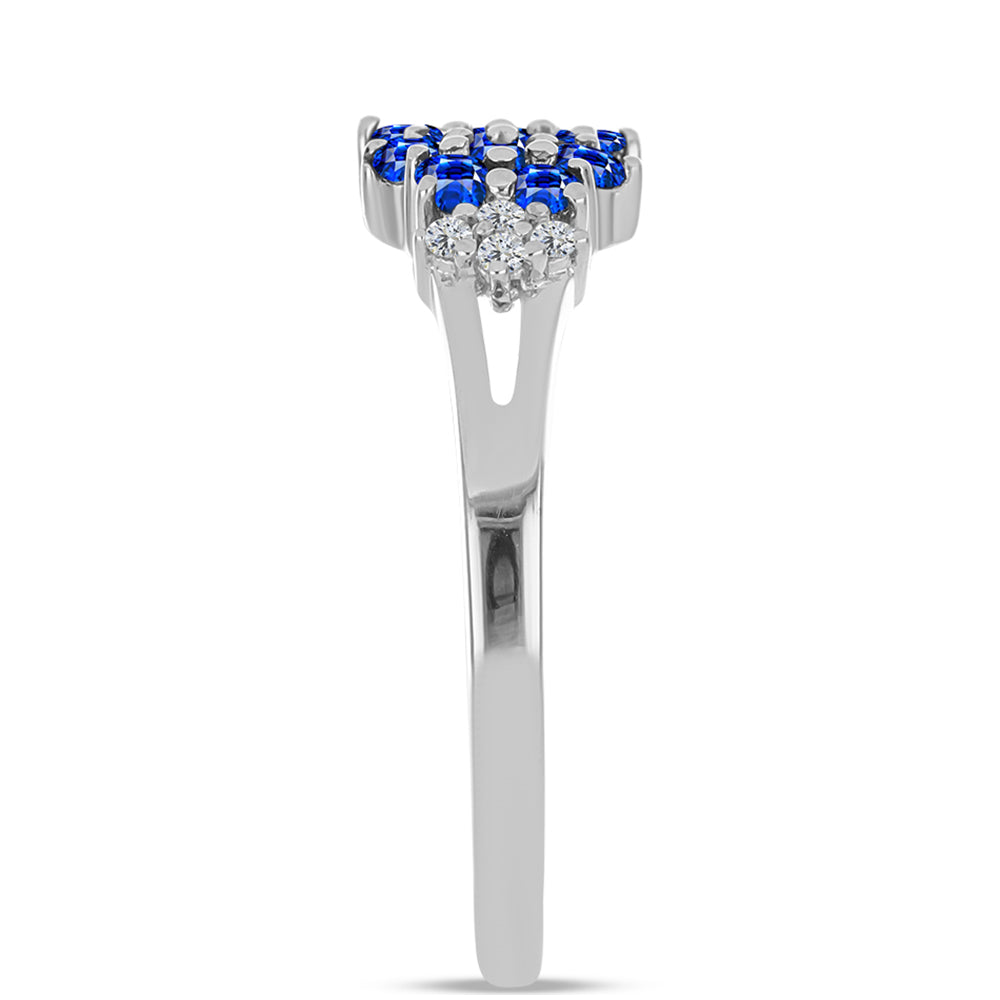 Anillo de Plata con Zafiro Azul Australiano y Topacio Blanco 4 