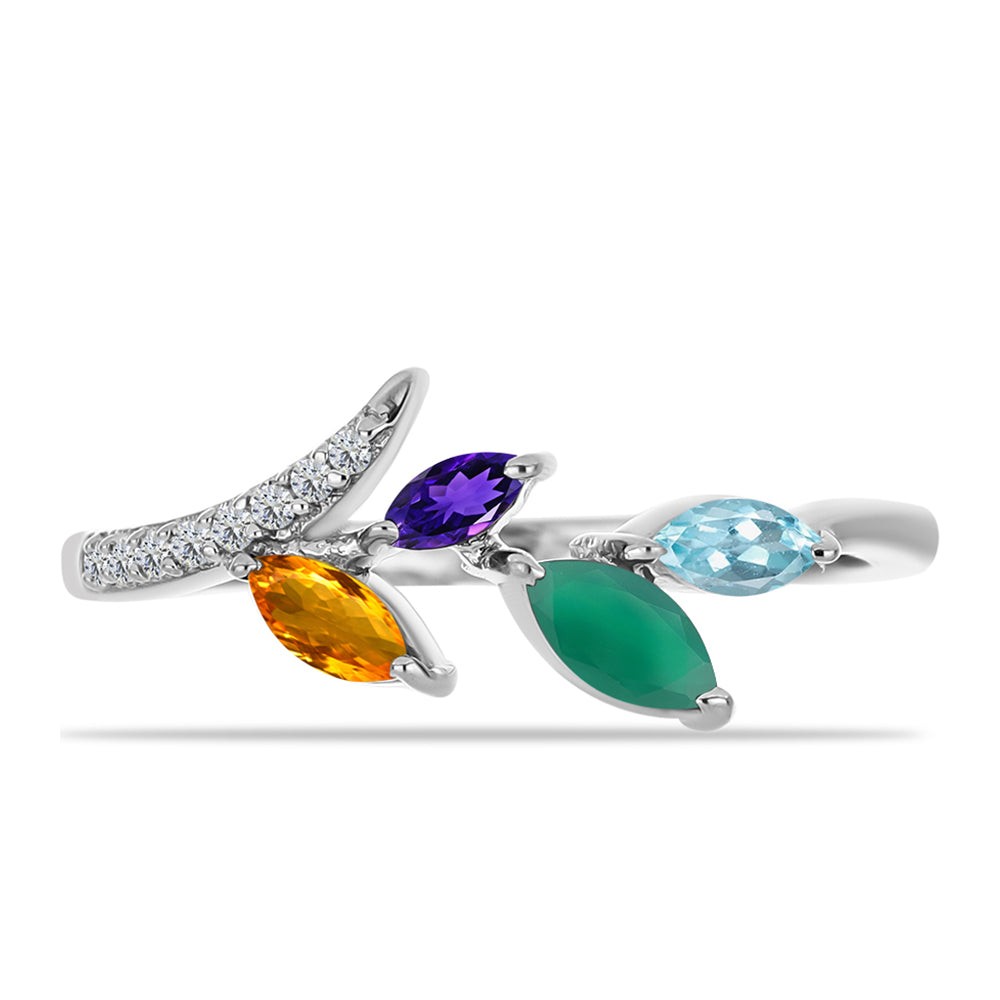 Anillo de Plata con Amatista de Marruecos y Ágata Verde 1 