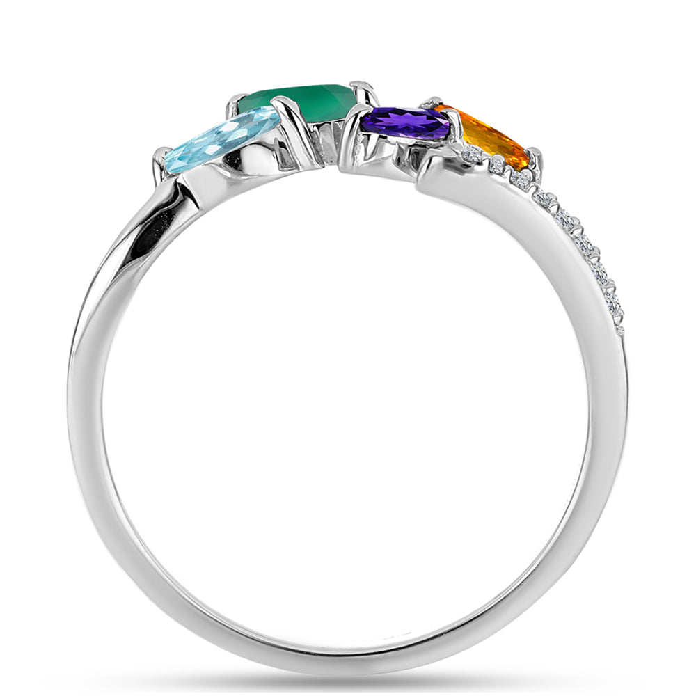 Anillo de Plata con Amatista de Marruecos y Ágata Verde 2 