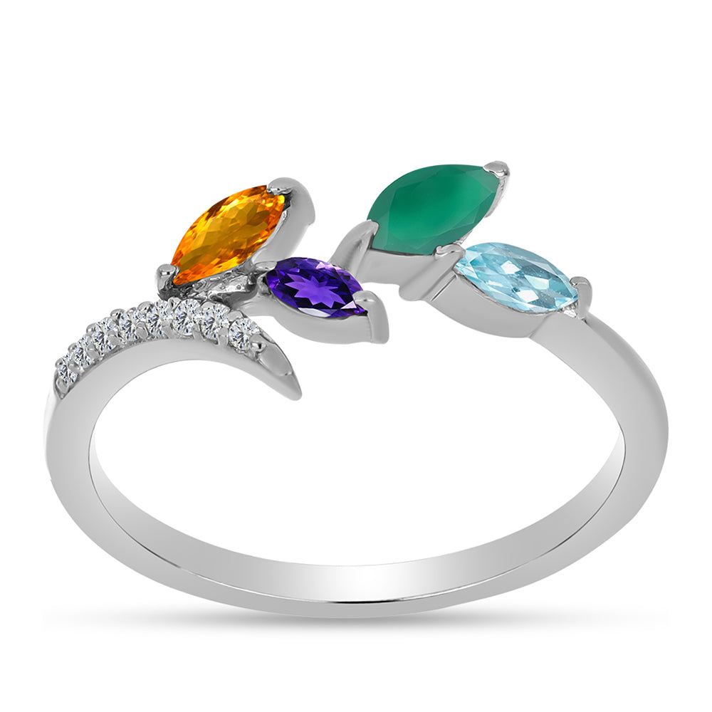 Anillo de Plata con Amatista de Marruecos y Ágata Verde 3 