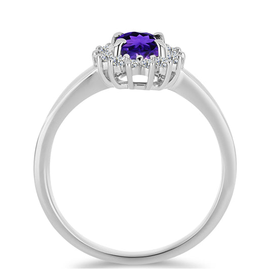 Anillo de Plata con Amatista de Marruecos y Topacio Blanco