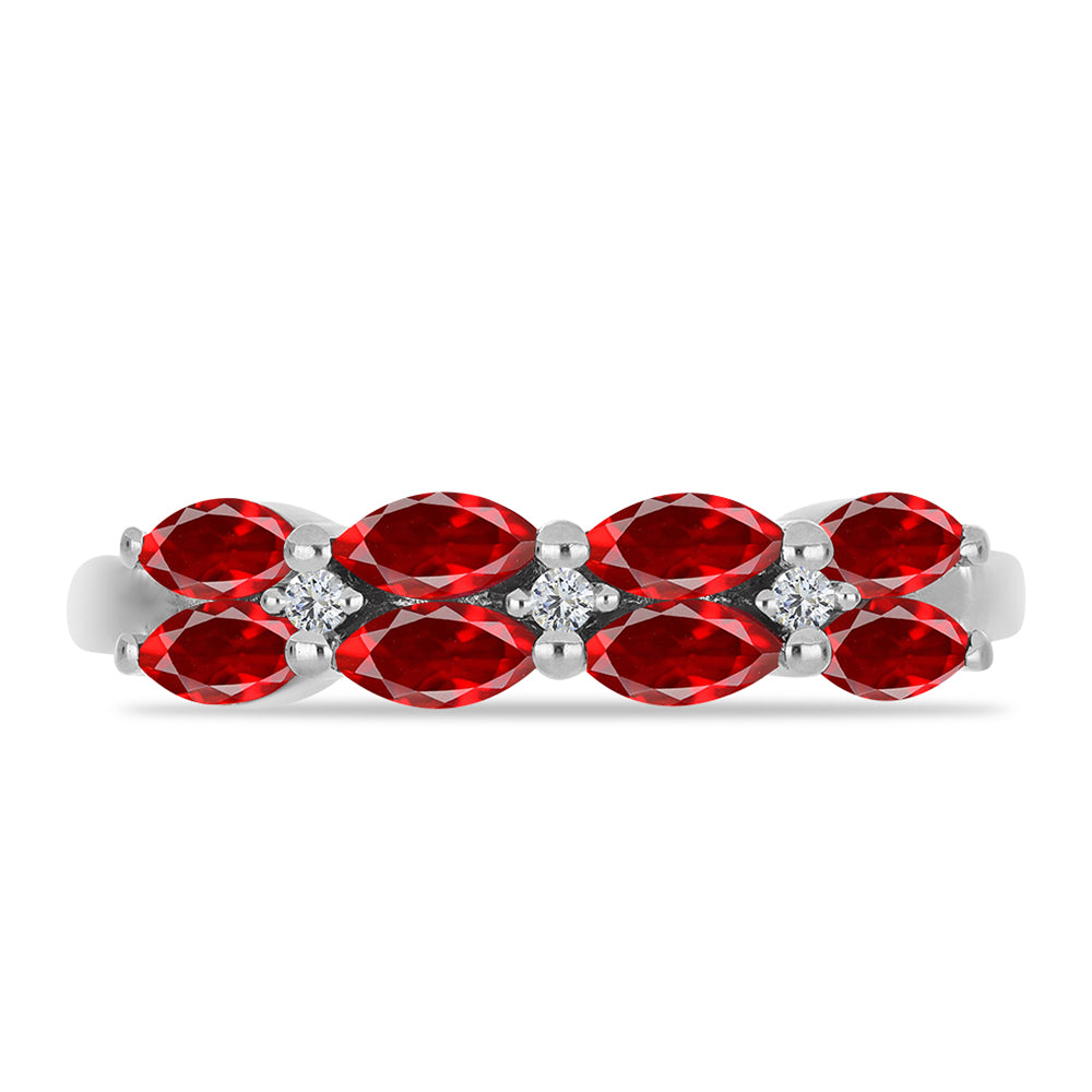 Anillo de Plata con Ágata Roja y Topacio Blanco 2 