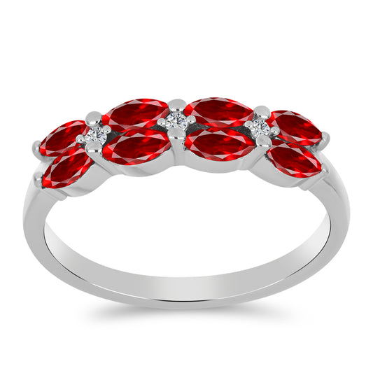 Anillo de Plata con Ágata Roja y Topacio Blanco
