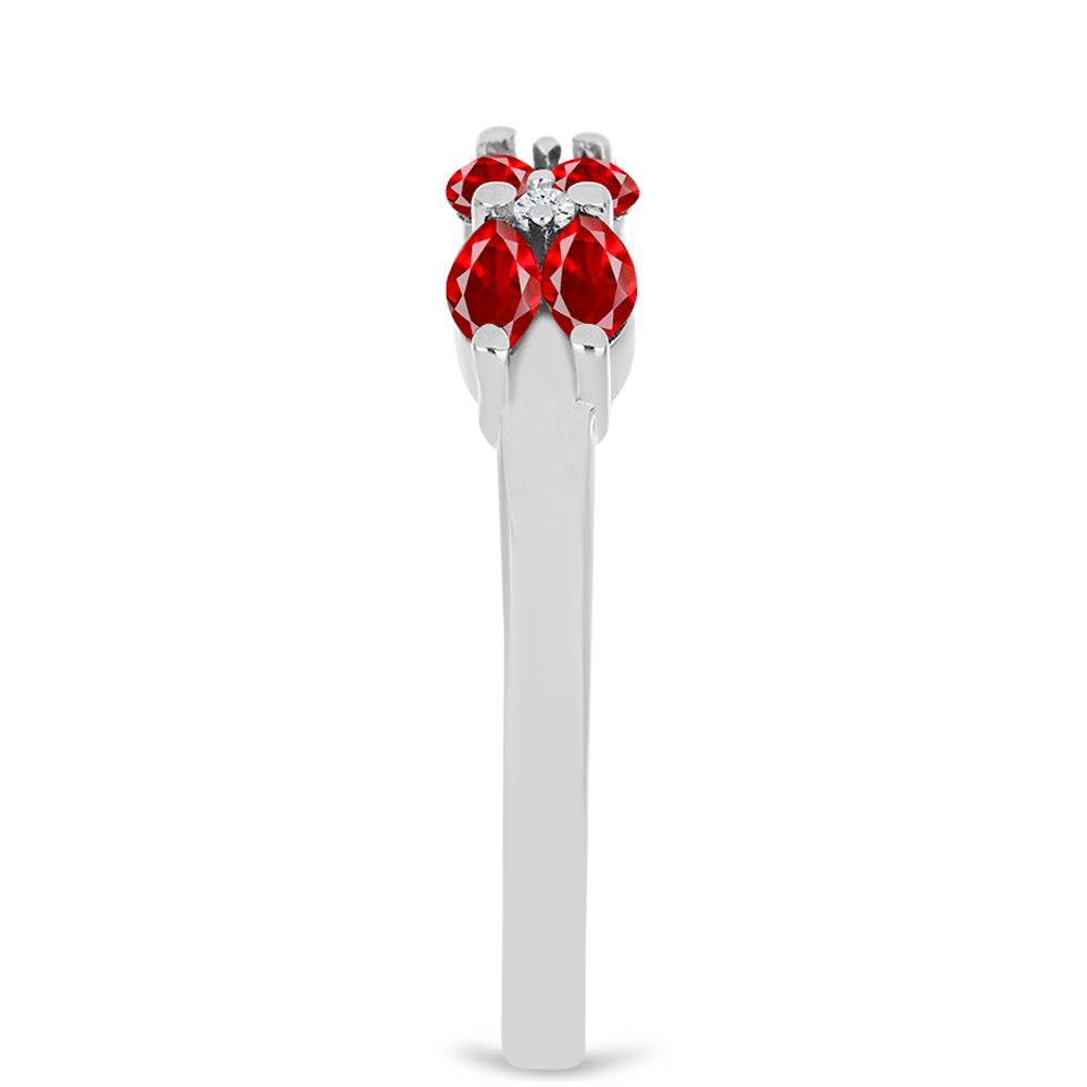 Anillo de Plata con Ágata Roja y Topacio Blanco 4 