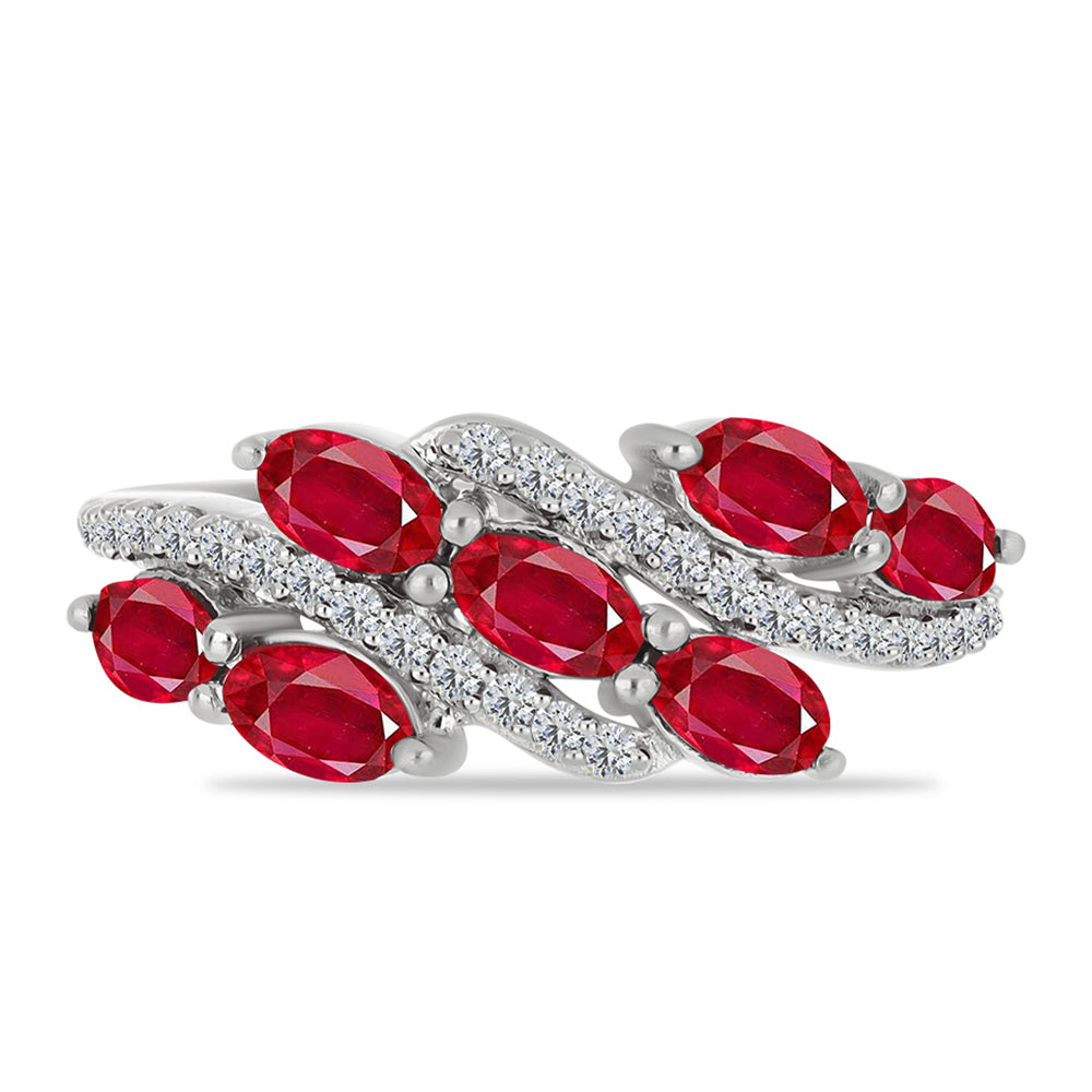 Anillo de Plata con Ágata Roja y Topacio Blanco 1 