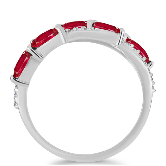 Anillo de Plata con Ágata Roja y Topacio Blanco