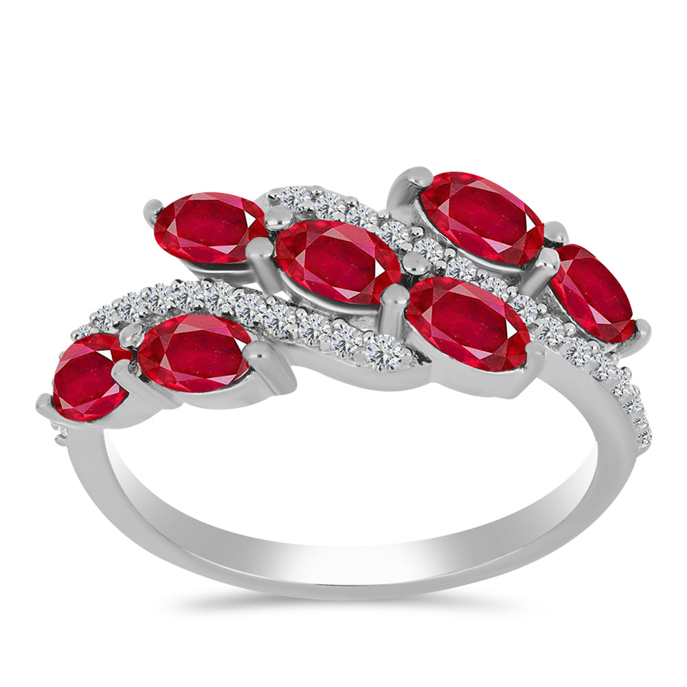 Anillo de Plata con Ágata Roja y Topacio Blanco 3 
