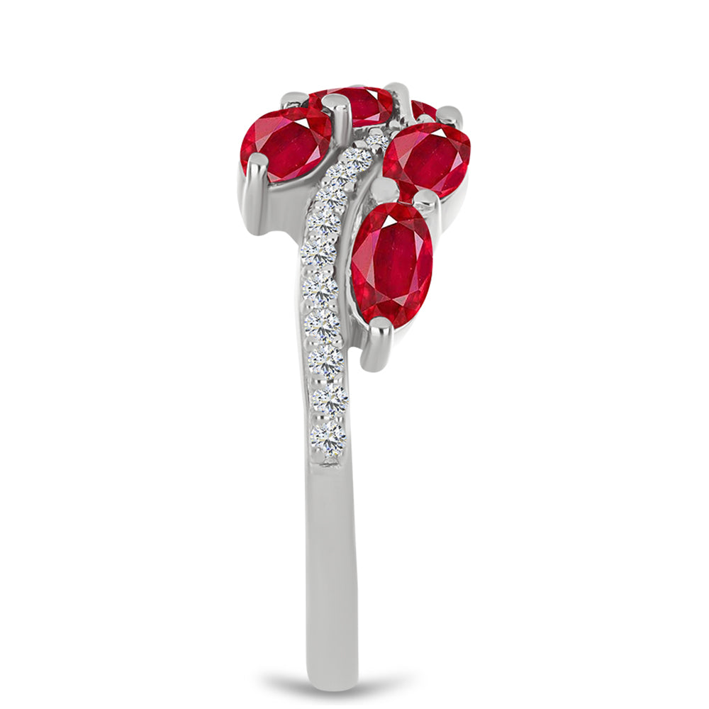 Anillo de Plata con Ágata Roja y Topacio Blanco 4 