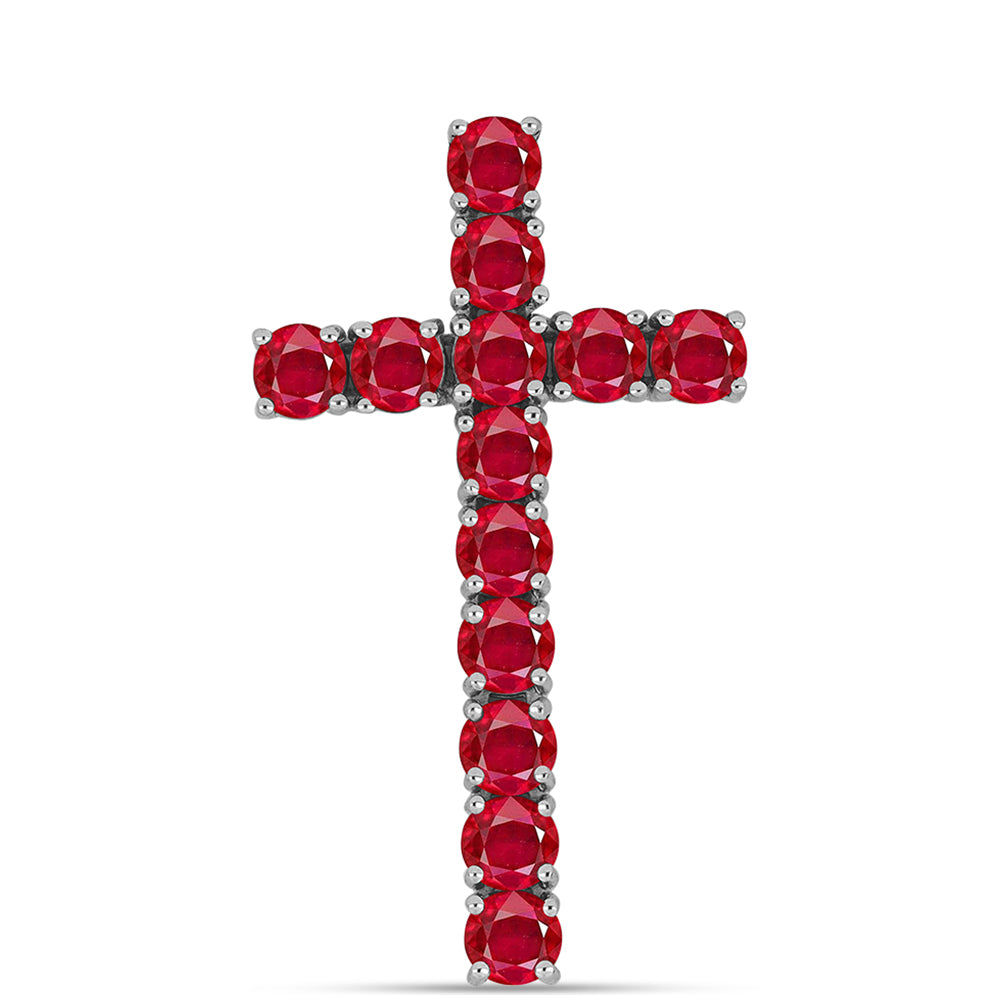 Cruz Colgante de Plata con Ágata Roja