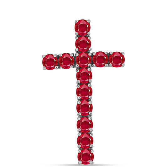 Cruz Colgante de Plata con Ágata Roja