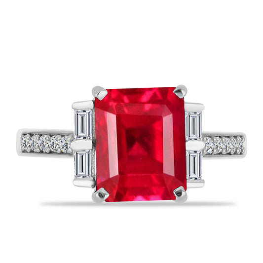 Anillo de Plata con Ágata Roja y Zircón Blanco