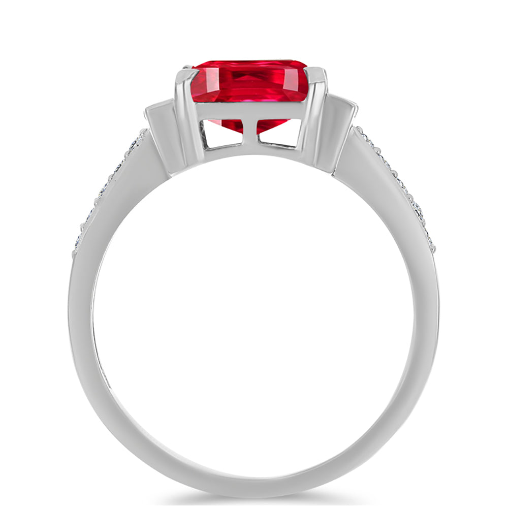 Anillo de Plata con Ágata Roja y Zircón Blanco 2 