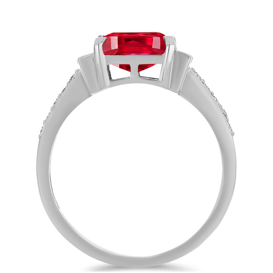 Anillo de Plata con Ágata Roja y Zircón Blanco