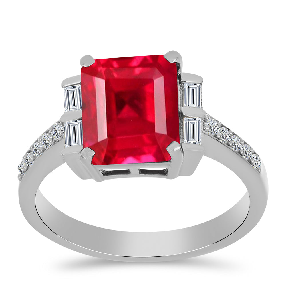 Anillo de Plata con Ágata Roja y Zircón Blanco 3 