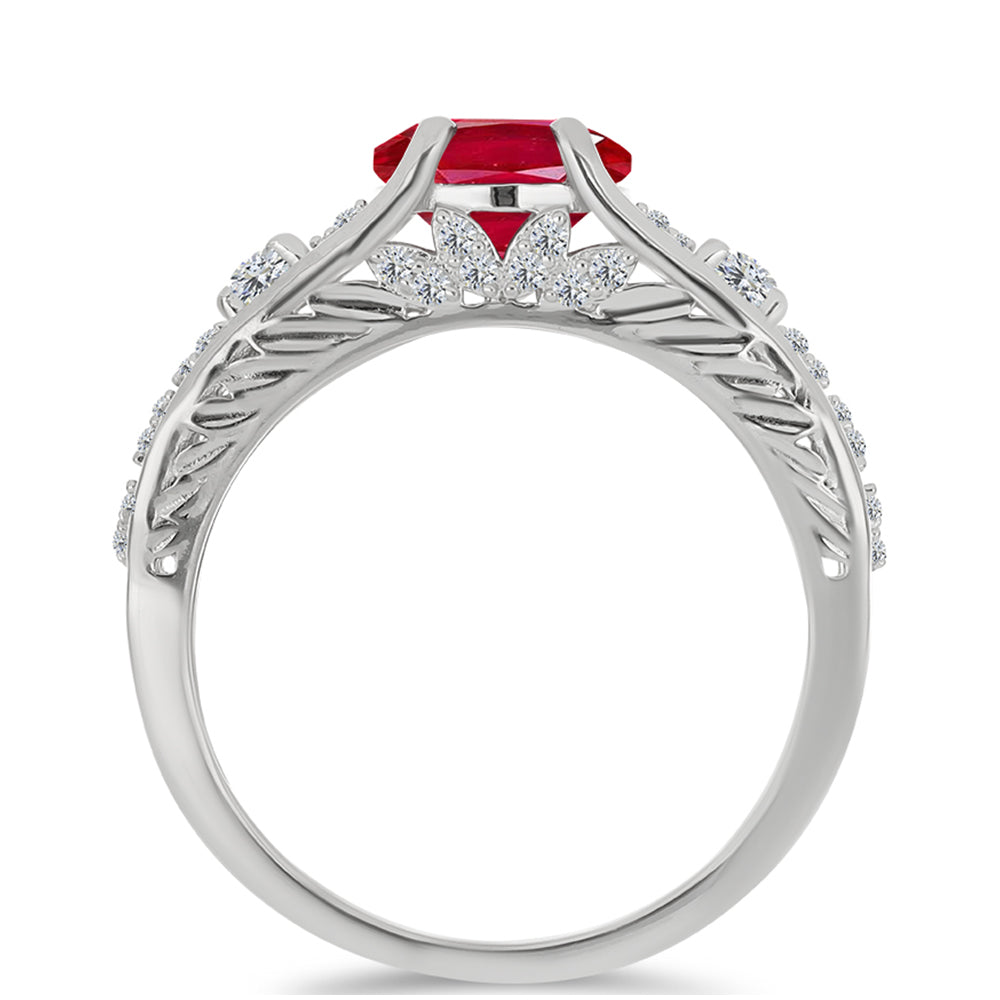 Anillo de Plata con Ágata Roja y Topacio Blanco 2 