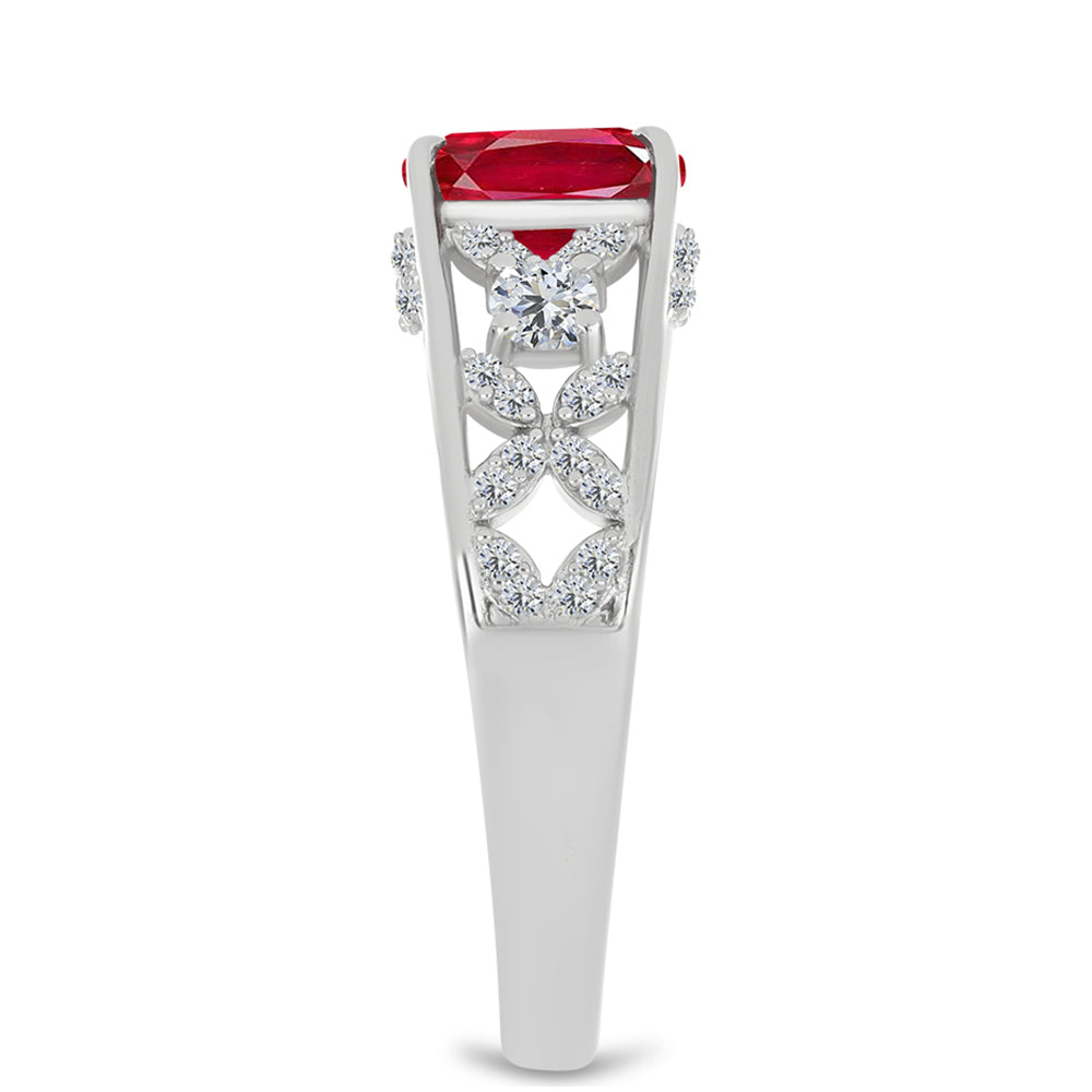 Anillo de Plata con Ágata Roja y Topacio Blanco 4 