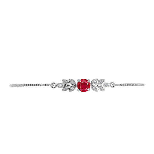 Pulsera de Plata con Ágata Roja y Topacio Blanco