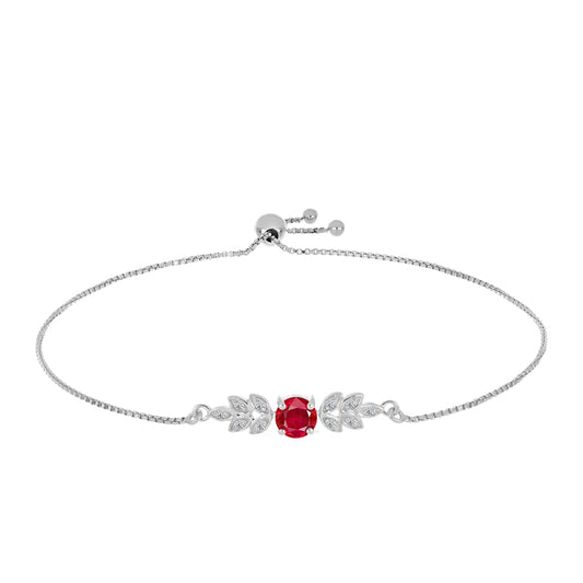 Pulsera de Plata con Ágata Roja y Topacio Blanco