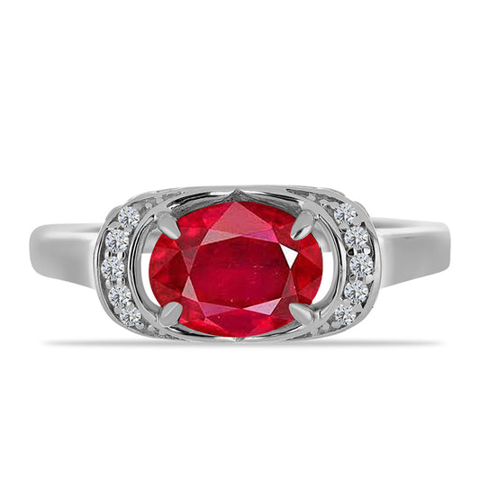Anillo de Plata con Ágata Roja y Topacio Blanco