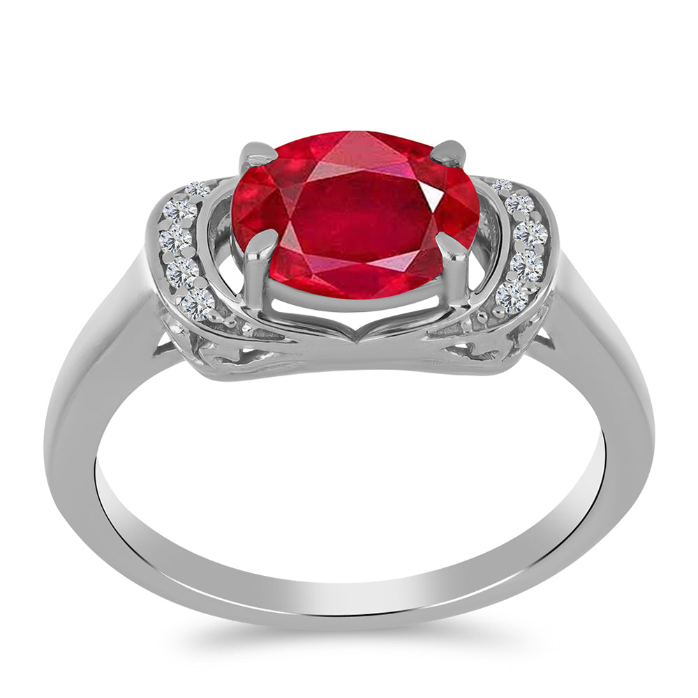 Anillo de Plata con Ágata Roja y Topacio Blanco 3 