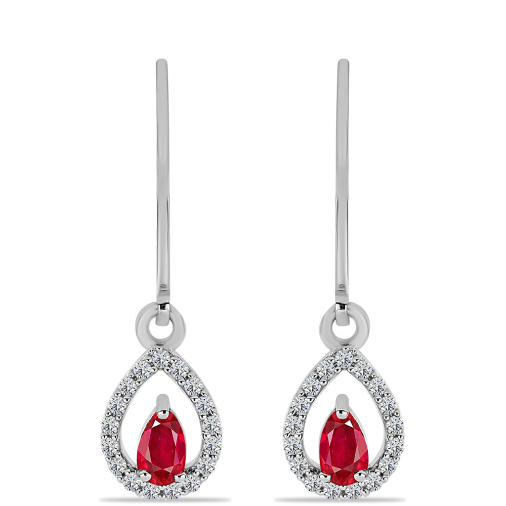 Pendientes de Plata con Ágata Roja y Topacio Blanco 1 