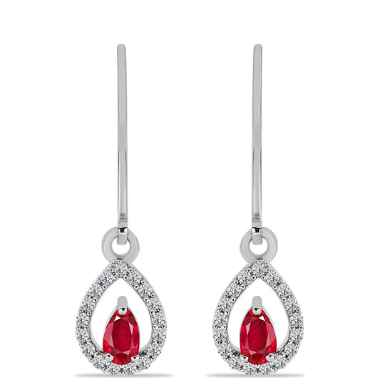 Pendientes de Plata con Ágata Roja y Topacio Blanco