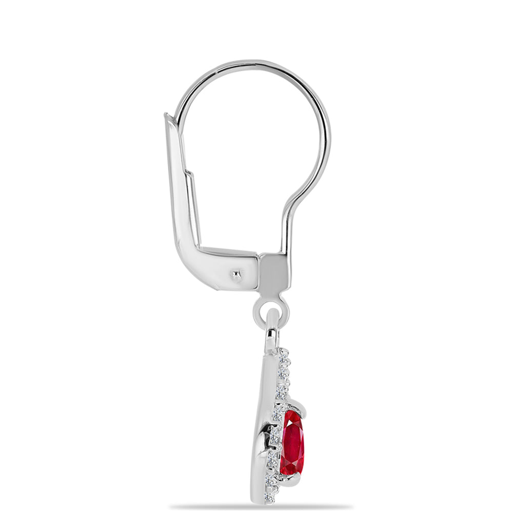 Pendientes de Plata con Ágata Roja y Topacio Blanco 2 