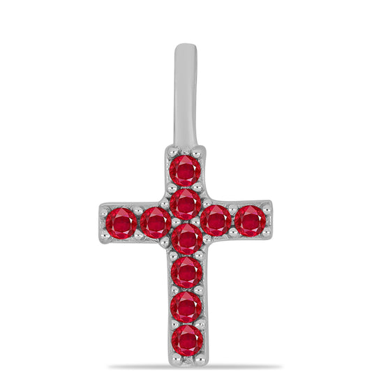 Cruz Colgante de Plata con Ágata Roja