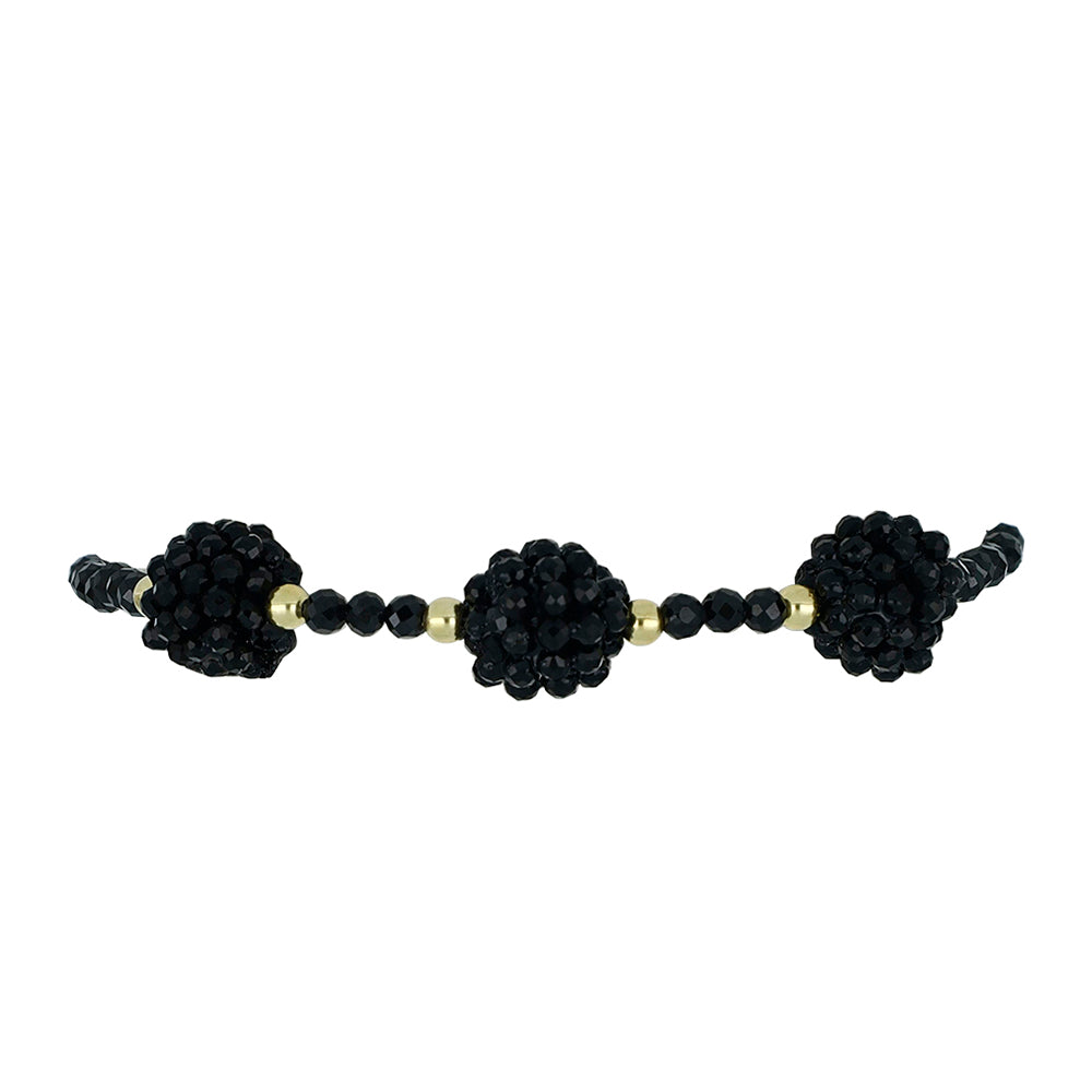 Pulsera de Plata Bañada en Oro con Espinela Negra