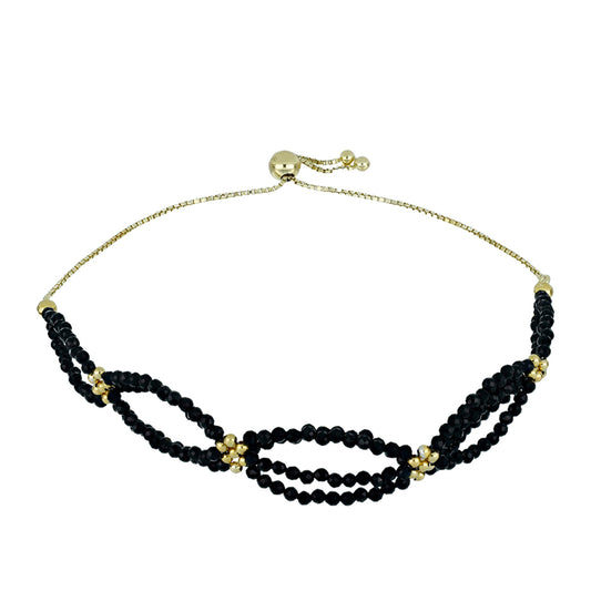 Pulsera de Plata Bañada en Oro con Espinela Negra