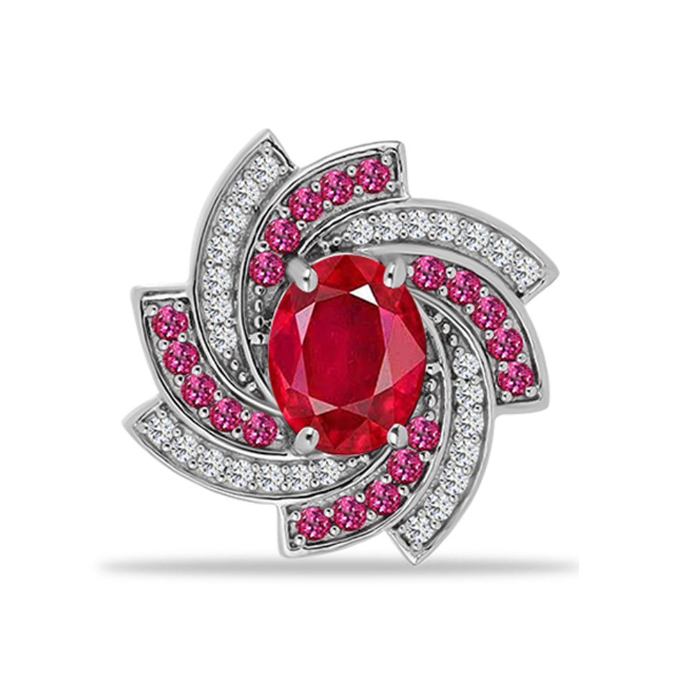 Broche de Plata con Ágata Roja y Topacio Blanco 1 