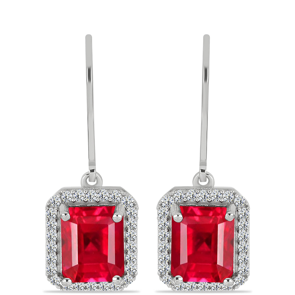 Pendientes de Plata con Ágata Roja y Topacio Blanco