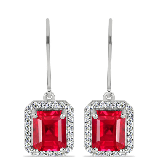 Pendientes de Plata con Ágata Roja y Topacio Blanco