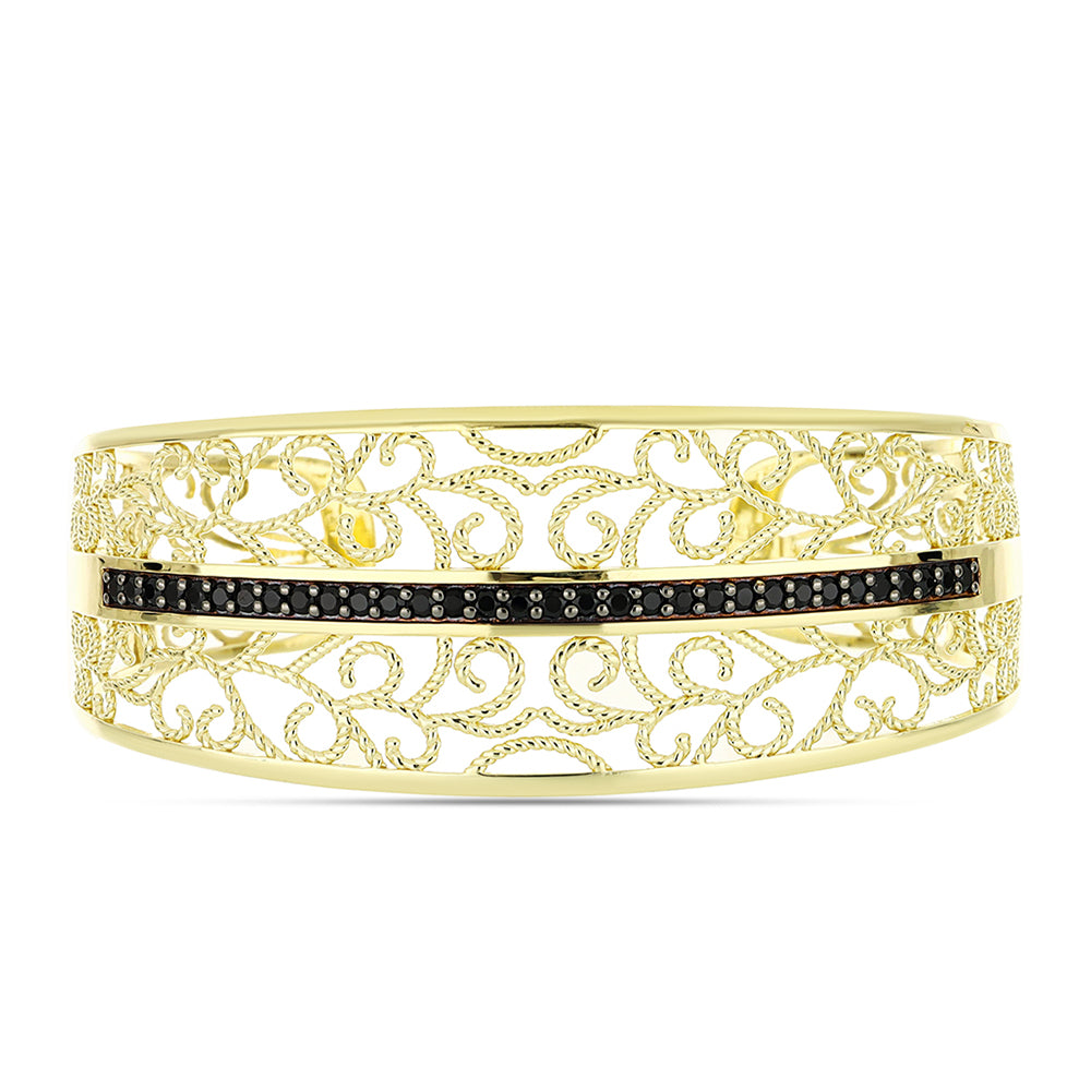 Brazalete de Plata Bañada en Oro con Espinela Negra 2 