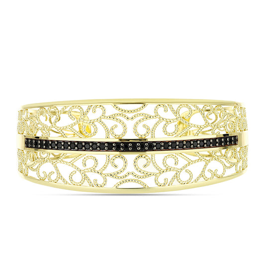 Brazalete de Plata Bañada en Oro con Espinela Negra