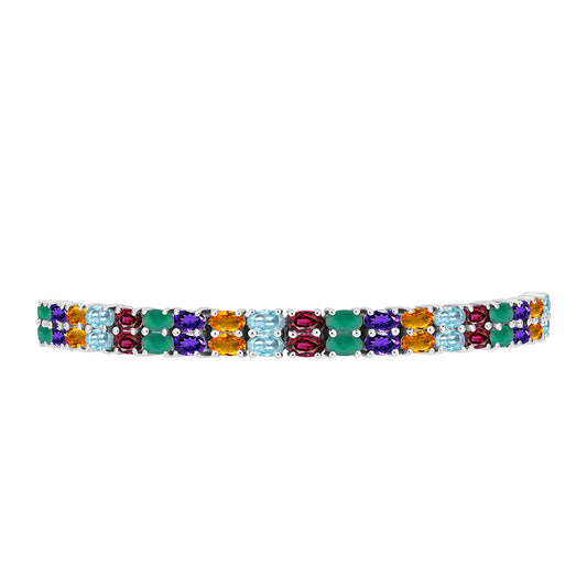 Pulsera de Plata con Amatista de Marruecos y Ágata Verde