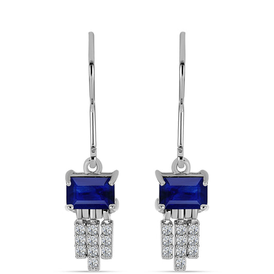 Pendientes de Plata con Zafiro Azul Australiano y Topacio Blanco